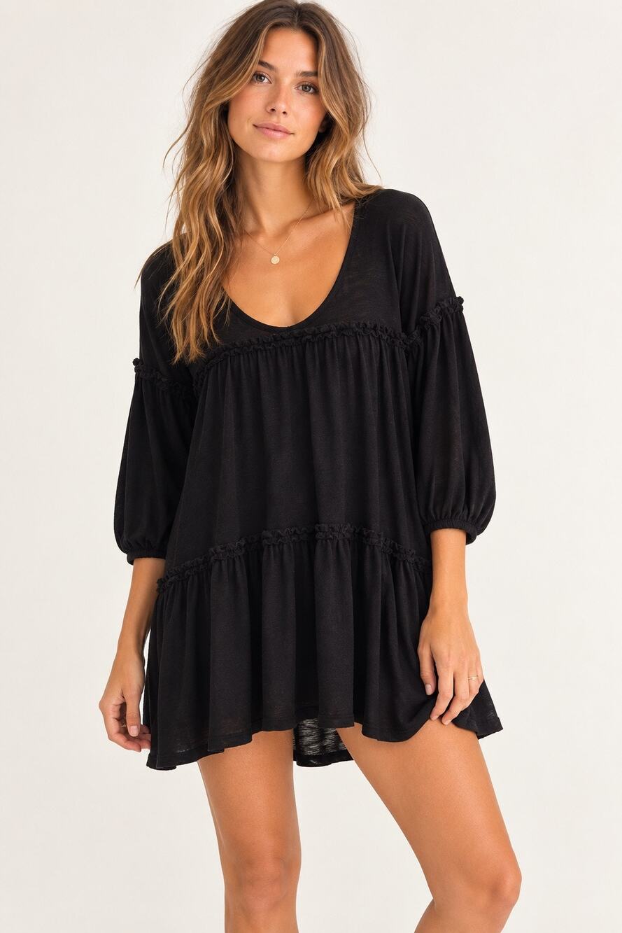 Free People FP Beach Tunic Mini Dress Black – Size XS